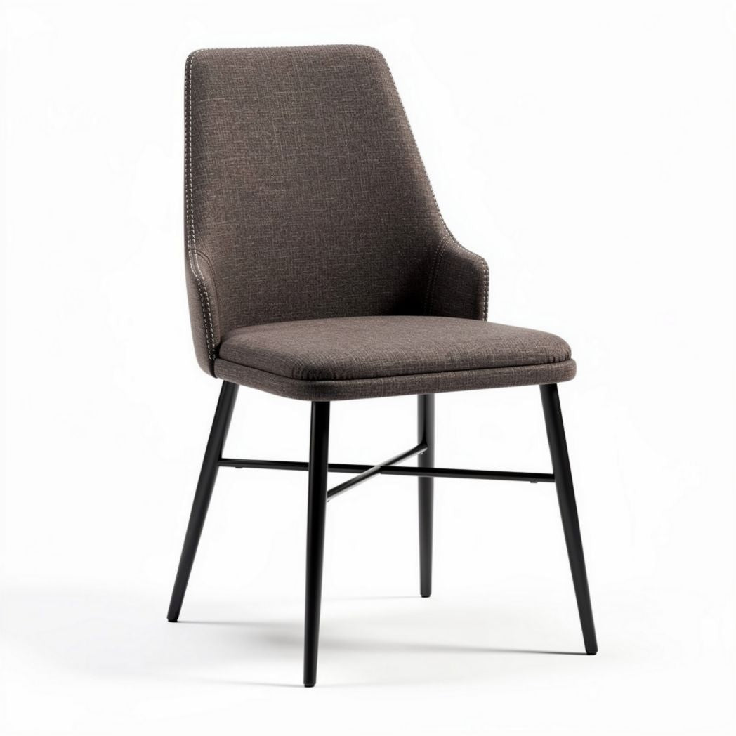 Chaise en tissu gris anthracite avec pieds en métal noir 45 x 50 x 90cm