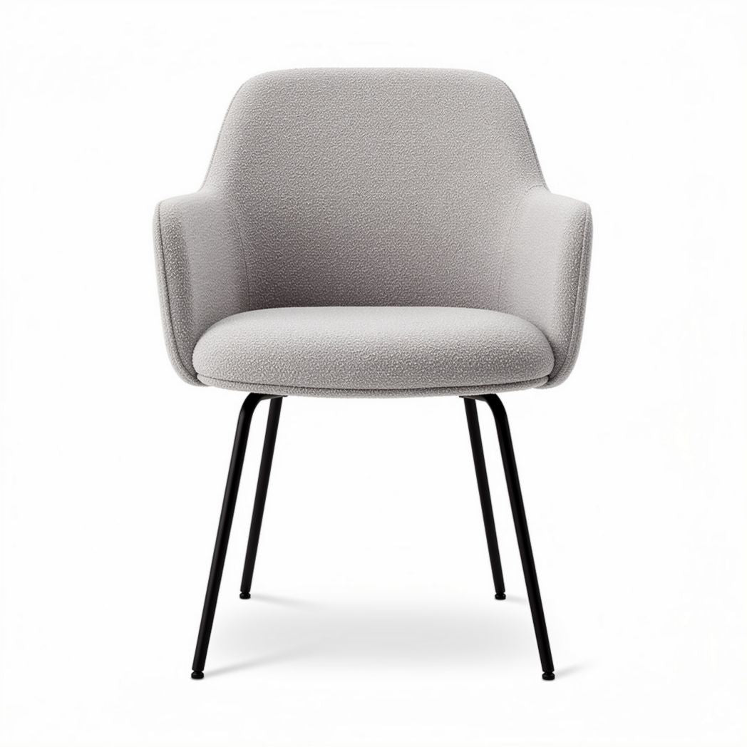 Chaise en tissu gris avec accoudoirs et pieds en métal noir 45 x 50 x 85cm