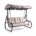 Balançoire de jardin trois places en métal et tissu gris 180 x 120 x 175cm