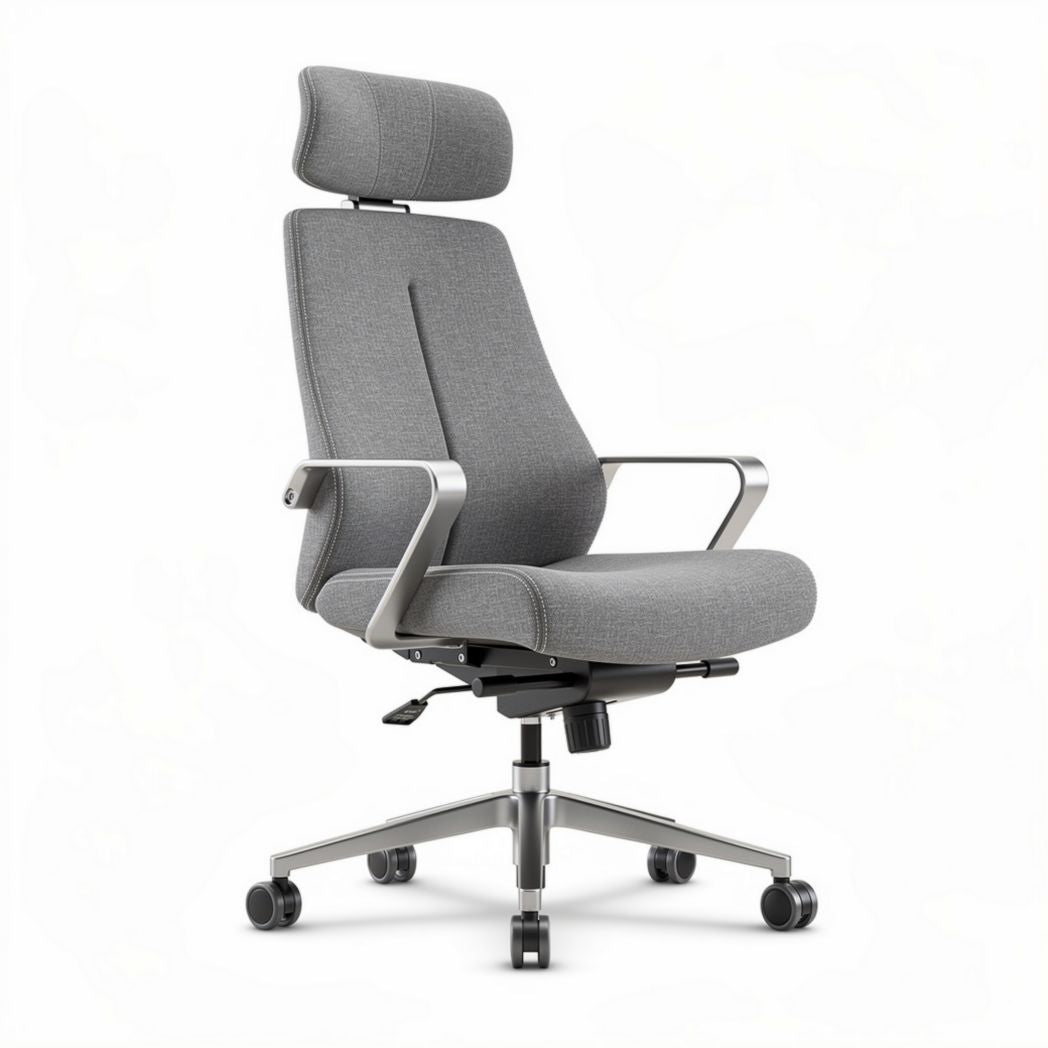 Chaise de bureau ergonomique en tissu grise dimensions 70 x 55 x 125cm