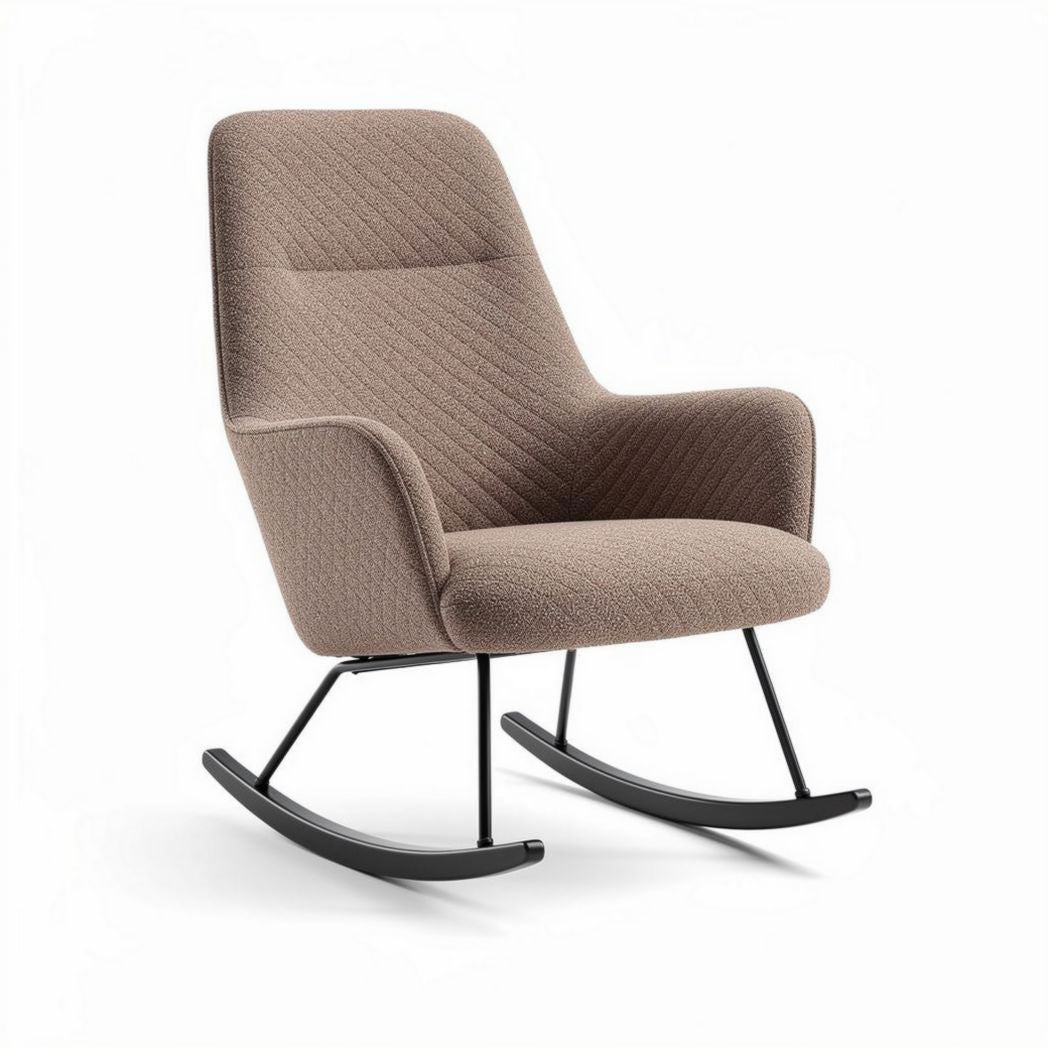 Fauteuil à bascule en tissu beige avec structure en métal dimensions 80 x 70 x 100cm
