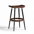 Tabouret de bar en bois foncé avec pieds en métal noir 45 x 40 x 75cm