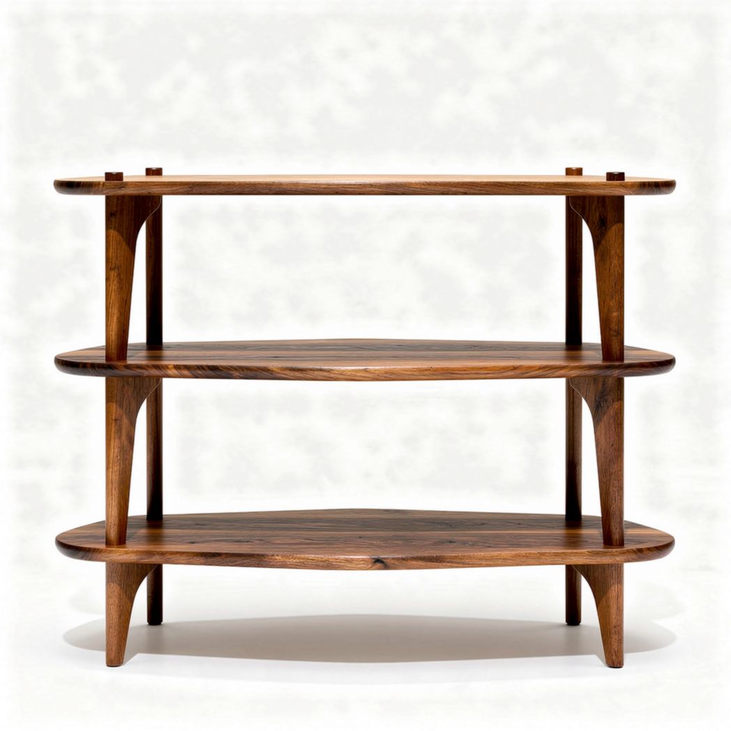 Meuble de rangement en bois foncé 90 x 45 x 70cm trois niveaux