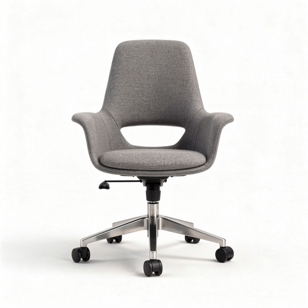 Chaise de bureau en tissu gris avec roulettes pivotantes et hauteur réglable 55 x 55 x 90cm